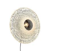 Qazqa - Oriental Wall Lamp I Wall Light Rattan 50 cm with Plug - Rina- - Oriental - Suitable for LED E27 | 1 Light - Bamboo Wall Light - Suitable for Living Room I Kitchen I Bedroom I