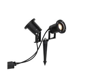 Qazqa - Outdoor Garden Spot Black Incl. Cord and Plug 2-Light IP65 - Basic- - Classic I Antique - Suitable for LED GU10 | 2 Way Light - Aluminium Outdoor spotway Light - Suitable for