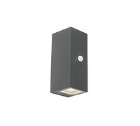 Qazqa - Outdoor Modern Wall Lamp I Wall Light Anthracite IP44 with Motion Sensor - Baleno II Garden- - Modern - Suitable for LED GU10 | 2 Light - Aluminium Security Light - Suitable for