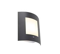 Qazqa - Outdoor Modern Wall Lamp I Wall Light Dark Grey IP44 with Twilight Switch - Emmerald 1 Garden- - Modern - Suitable for LED E27 | 1 Light - Stainless Steel Security Light - Suitable for