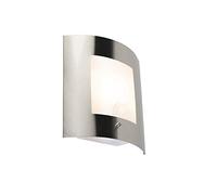 Qazqa - Outdoor Modern Wall Lamp I Wall Light Steel I Nickel Matt I Satin IP44 with Twilight Switch - Emmerald 1 Garden- - Modern - Suitable for LED E27 | 1 Light - Stainless Steel Security Light -