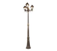 Qazqa - Outdoor Pole I Bollard I Post Classic Lantern Antique Gold 3-Light IP44 - Capital Garden- - Classic I Antique - Suitable for LED E27 | 3 Light - Polyester Lanterns - Suitable for