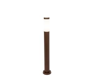 Qazqa - Outdoor Pole I Bollard I Post lamp Post Rust Brown with Opal 80 cm IP44 - Rox Garden- - Industrial - Suitable for LED E27 | 1 Light - Stainless Steel Bollard Light - Suitable for