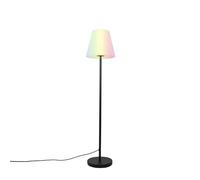 Qazqa - Outdoor Pole I Bollard I Post Smart Floor Lamp Black with White Shade 35 cm IP65 Incl. LED - Virginia Garden- - Design E27 | 1 Light - Steel Bollard Light - Suitable for