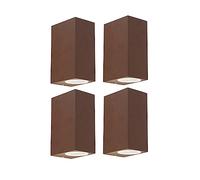 Qazqa - Outdoor Set of 4 Industrial Wall Lamp I Wall Lights Rust Brown IP44 - Baleno II Garden- - Industrial - Suitable for LED GU10 | 2 Light - Aluminium Outdoor wall Light - Suitable for