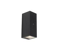 Qazqa - Outdoor Wall Lamp I Wall Light Black IP44 with Light-Dark Sensor - Baleno II Garden- - Modern - Suitable for LED GU10 | 2 Light - Aluminium Security Light - Suitable for