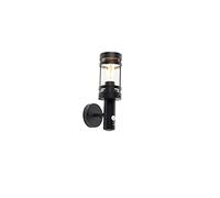 Qazqa - Outdoor Wall Lamp I Wall Light Black with Motion Sensor IP44 - Gleam Garden- - Modern - Suitable for LED E27 | 1 Light - Stainless Steel Security Light - Suitable for