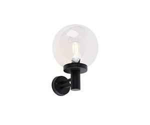 Qazqa - Outdoor Wall Lamp I Wall Light Black with Plastic IP44 Stainless Steel I Nickel Matt I Satin - Sfera Garden- - Modern - Suitable for LED E27 | 1 Light - Polyester Outdoor wall Light - Suitab