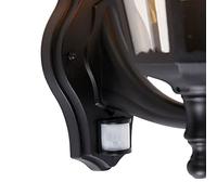 Qazqa - Outdoor Wall Lantern Black with Motion Sensor IP44 - Havana Garden- - Classic I Antique - Suitable for LED E27 | 1 Light - Aluminium Security Light - Suitable for