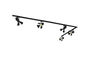 Qazqa - Rail System with 5 Spots Black - Movie- - Modern - Suitable for LED GU10 | 5 Way Light - Aluminium Surface-Mounted spotway Light - Suitable for Bedroom I