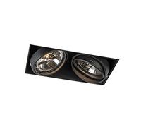 Qazqa - Recessed Spotlight Black AR111 rotatable and tiltable trimless 2-Way Light - Oneon- - Modern - Suitable for LED G53 | 2 Way Light - Steel Recessed Way Light - Suitable for Living Room I Kitc