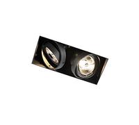 Qazqa - Recessed Spotlight Black rotatable and tiltable trimless 2-Way Light - Oneon 2- - Modern - Suitable for LED GU10 | 2 Way Light - Steel Recessed Way Light - Suitable for Living Room I Kitchen