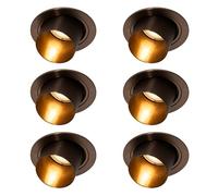 Qazqa recessed Spotlight, Downlight - 105894 - Dark Bronze, gu10, max. 10W, 9.2cm, Round, Ideal for Hall Way, Kitchen and Bedroom, Set of 6