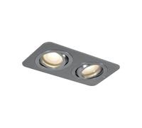 Qazqa recessed Spotlight, Downlight - Alberto - Gunmetal, gu10, max. 10W, 17.5cm, Rectangle, 2-Way, IP44, Ideal for Bathroom, Hall Way, Office, Kitchen, Bedroom, and Living Room