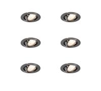 Qazqa recessed Spotlight, Downlight - Cisco - Gunmetal, 8.9cm, Round, Indoor, Set of 6