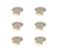Qazqa recessed Spotlight, Downlight - installa - Beige, 9.2cm, Round, Indoor, Set of 6