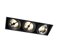 Qazqa - Recessed Spotlight I Downlight Black G53 AR111 Trimless - Oneon 111-3- - Design - Suitable for LED G53 | 3 Way Light - Steel Recessed Way Light - Suitable for Living Room I Kitchen I Bedroom