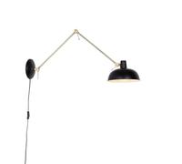 Qazqa - Retro Black & Bronze Wall Lamp - Suitable for LED E27 | 1 Light - Steel Wall Light - Living Room, Kitchen, Bedroom
