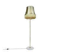 Qazqa - Retro Floor lamp Brass with Granny Shade Green 45 cm - Kaso- - Retro - Suitable for LED E27 | 1 Light - Steel Floor lamp - Suitable for Living Room I Bedroom I