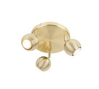 Qazqa - Retro Round Spotlight Brass with Ceiling Plate 3 Lights - Gissi- - Modern - Suitable for LED GU10 | 3 Way Light - Steel Surface-Mounted spotway Light - Suitable for Living Room I Kitchen I B