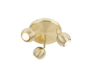 Qazqa - Retro Round Spotlight Brass with Ceiling Plate 3 Lights - Gissi- - Modern - Suitable for LED GU10 | 3 Way Light - Steel Surface-Mounted spotway Light - Suitable for Living Room I Kitchen I B