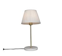 Qazqa - Retro Table Lamp I Table Light Brass with Pleated Shade Cream 25 cm - Kaso- - Retro - Suitable for LED E27 | 1 Light - Steel Table lamp - Suitable for Living Room I Bedroom I