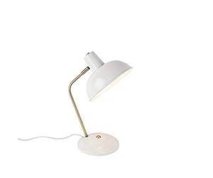 Qazqa - Retro Table Lamp I Table Light White with Bronze - Milou- - Modern - Suitable for LED E14 | 1 Light - Steel Table lamp - Suitable for Living Room I Bedroom I