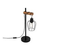 Qazqa - Rural Table Lamp I Table Light Black with Wood - Stronk- - Country - Suitable for LED E27 | 1 Light - Steel Table lamp - Suitable for Living Room I Bedroom I