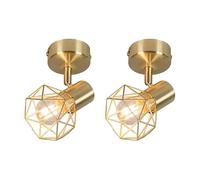 Qazqa - Set of 2 Art Deco Adjustable Spotlight Ceiling Brass - Mosh 1- - Modern - Suitable for LED E14 | 2 Way Light - Steel Surface-Mounted spotway Light - Suitable for Kitchen I Bedroom I
