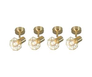 Qazqa - Set of 4 Art Deco Adjustable Spotlight Ceiling Brass - Mosh 1- - Modern - Suitable for LED E14 | 4 Way Light - Steel Surface-Mounted spotway Light - Suitable for Kitchen I Bedroom I