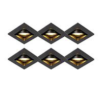 QAZQA - Set of 6 Modern Recessed Spotlight I Downlights Black Adjustable - Qure- - Modern - Suitable for LED GU10 | 1 Way Light - Aluminium Recessed Way Light - Suitable for Living Room I Kitchen I