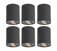 Qazqa - Set of 6 Spotlight Ceilings Dark Gray rotatable and tiltable - Rondoo up- - Modern - Suitable for LED GU10 | 1 Way Light - Aluminium Surface-Mounted spotway Light - Suitable for Living Room
