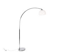 Qazqa - Smart Arc Floor Lamp I Arc Floor Light Chrome with White Shade incl. WiFi A60 - Arc Basic- - Modern - LED E27 | 1 Light - Steel Arc lamp - Suitable for Living Room I