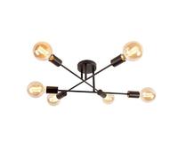QAZQA - Smart Ceiling Lamp I Ceiling Flush Light Black 6-Light incl. WiFi G95 - Sydney Bondi- - Industrial - LED E27 | 6 Light - Steel Flush Ceiling Light - Suitable for Living Room I Kitchen I Bedr