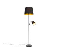 Qazqa - Smart Floor Lamp Black with Gold Incl. WiFi A60 and E14 - Retro- - Classic I Antique - LED E27 | 1 Light - Steel Floor lamp - Suitable for Living Room I Bedroom I