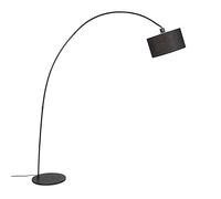 Qazqa smart led Modern arc lamp with Shade, Floor lamp - vinossa - Black, incl. 7W Lightbulb, e27, 2700K - 6500K, dimmable, 138.4cm, Ideal for Kitchen and Living Room
