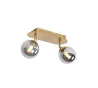 Qazqa - Spotlight Ceiling Gold 2-Light Adjustable with Smoke Glass - Athens- - Country - Suitable for LED G9 | 2 Way Light - Glass Surface-Mounted spotway Light - Suitable for Living Room I Kitchen