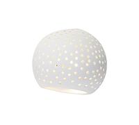 Qazqa - Vintage Bowl Wall Lamp I Wall Light White PlasterICeramic - Blur- - Retro - Suitable for LED G9 | 1 Light - Plaster Wall Light - Suitable for Living Room I Kitchen I Bedroom I
