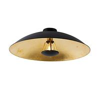 Qazqa - Vintage Ceiling Lamp I Ceiling Flush Light Black with Gold 60 cm - Emilienne Novo- - Modern - Suitable for LED E27 | 1 Light - Steel Flush Ceiling Light - Suitable for Living Room I Kitchen
