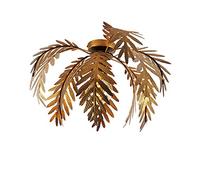 Qazqa - Vintage Ceiling Lamp I Ceiling Flush Light Gold 45 cm - Botanica- - Country - Suitable for LED E27 | 1 Light - Steel Flush Ceiling Light - Suitable for Living Room I Kitchen I Bedroom I