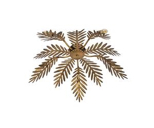Qazqa - Vintage Ceiling Lamp I Ceiling Flush Light Leaf 5 Gold - Botanica- - Retro - Suitable for LED E14 | 5 Light - Steel Flush Ceiling Light - Suitable for Living Room I Kitchen I Bedroom I