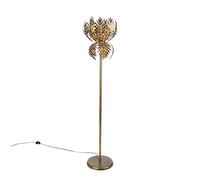 Qazqa - Vintage Floor lamp Gold - Botanica Simplo- - Retro - Suitable for LED E27 | 1 Light - Steel Floor lamp - Suitable for Living Room I Bedroom I