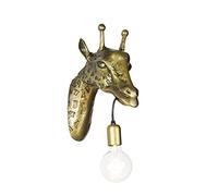 Qazqa - Vintage Wall Lamp I Wall Light Brass - Giraffe- - Country - Suitable for LED E27 | 1 Light - Aluminium Wall Light - Suitable for Living Room I Kitchen I Bedroom I