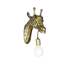 Qazqa - Vintage Wall Lamp I Wall Light Brass - Giraffe- - Country - Suitable for LED E27 | 1 Light - Aluminium Wall Light - Suitable for Living Room I Kitchen I Bedroom I