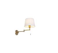 Qazqa - Wall Lamp I Wall Light Bronze with White Shade and Adjustable arm - Ladas Deluxe- - Modern - Suitable for LED E27 | 1 Light - Fabric Wall Light - Suitable for Living Room I Kitchen I Bedroom