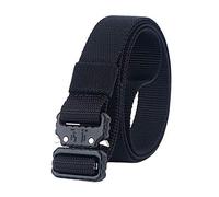 QAZSE 1 Inch Nylon Tactical Belt Quick Release Metal Buckle Heavy Duty Military Sports Skinny Webbing Work Belts for Men, Black-2, One Size (Fit for 24-44")