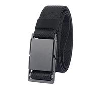 QAZSE Mens Stretch Belt Quick Release Magnetic Buckle Elastic Webbing Sport Work Golf Belts for Men 1.34inch Wide, Black, Large-For Waist 42-46" (Length: 53")
