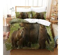 QazwYu Bedding Grizzly Printed Bedding Set Duvet Cover Super Soft Breathable Microfiber Quilt Cover with Pillowcase with Zipeer Closure for in Kids Teens Adults King(220x240 cm)