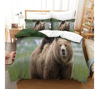 QazwYu Bedding Set Grizzly Printed Duvet Cover Super Soft Microfiber Bedding Set with Zipper with Pillowcases Quilt Cover Hypoallergenic for in Kids Teenagers Adult Aged King(220x240 cm)