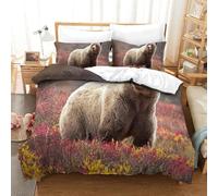 QazwYu Duvet Cover Set Grizzly Printed Duvet Cover Bedding Set Soft Microfiber Easy Care Breathable for Boys Girls Adult Hypoallergenic with Zipper Closure with Pillowcase King(220x240 cm)
